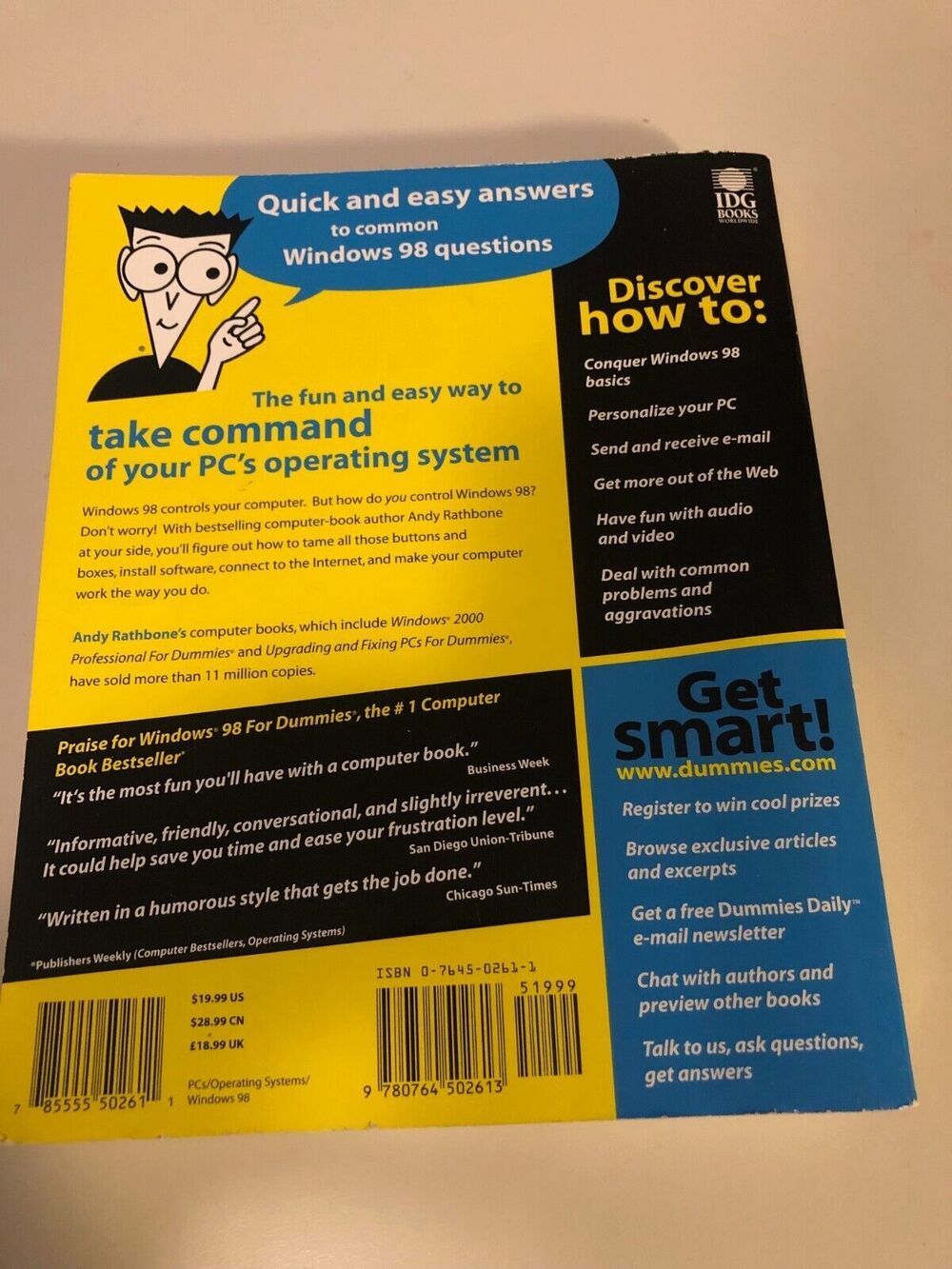 WINDOWS 98 FOR DUMMIES By Andy Rathbone Excellent Condition - Picture 2 of 2